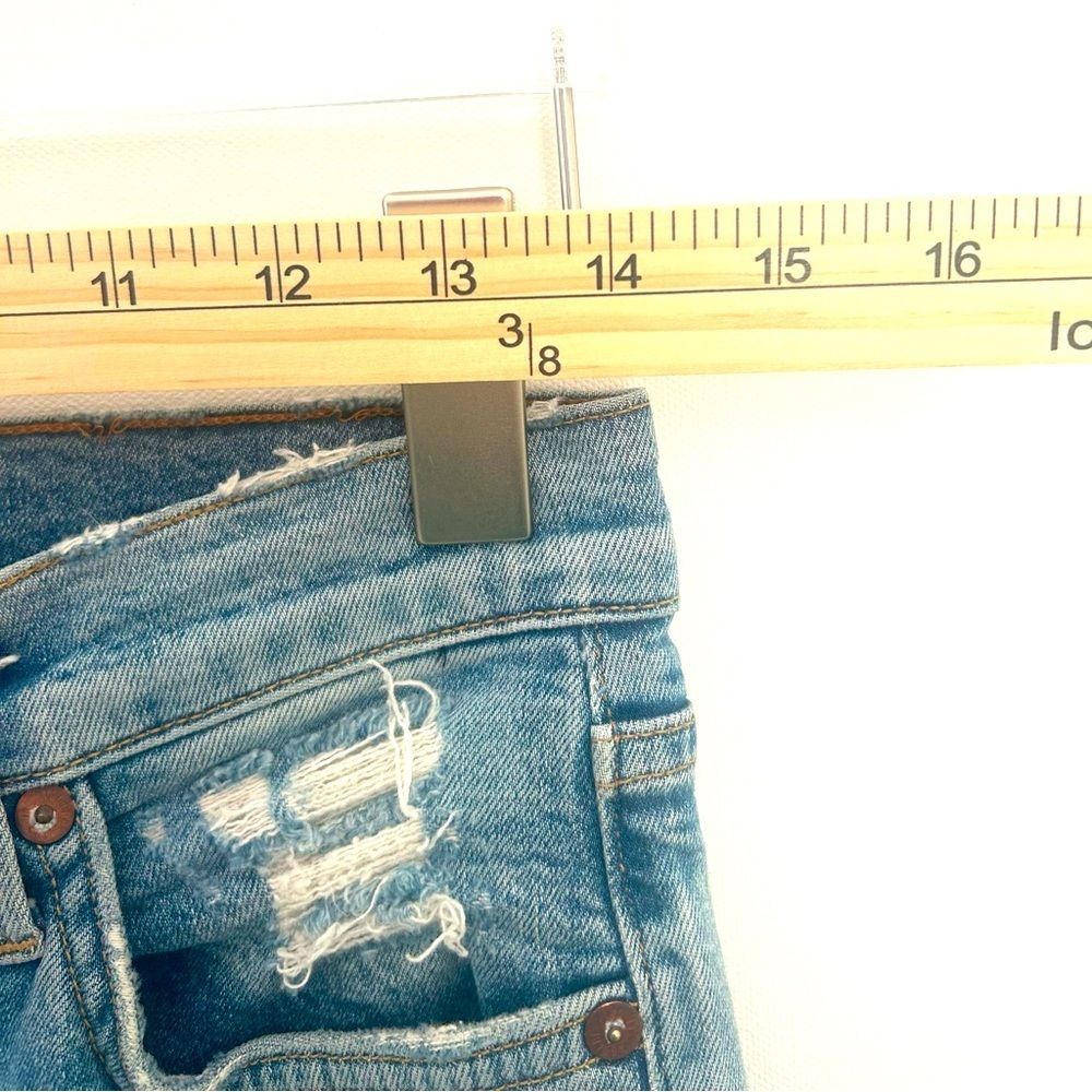 Agolde Sophie Denim Jeans High Rise Cropped Raw Hem Destruct Blue Womens Size 27 - Picture 13 of 16